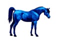 horse, isolated blue image in low poly style
